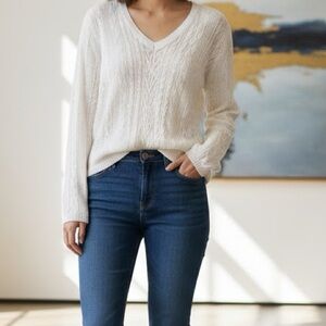 Lauren Ralph Lauren White linen Sweater large